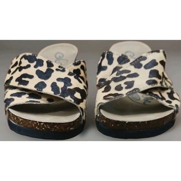Naughty Monkey Women’s 8.5 Leopard Pony Hair Platform Slip-On Sandals Boho Chic - Picture 4 of 12